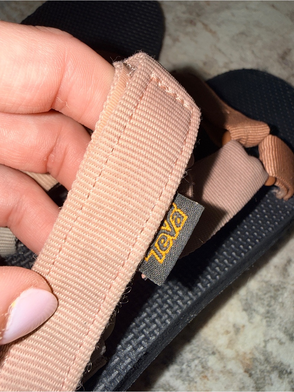 Teva Women's Two-Tone Strap Sandals in Black, Beige and Tan - Picture 4 of 5